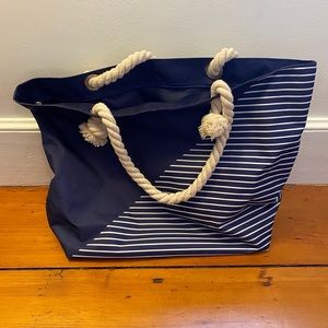 Amoena Blue and White Stripe Beach Bag - Like New